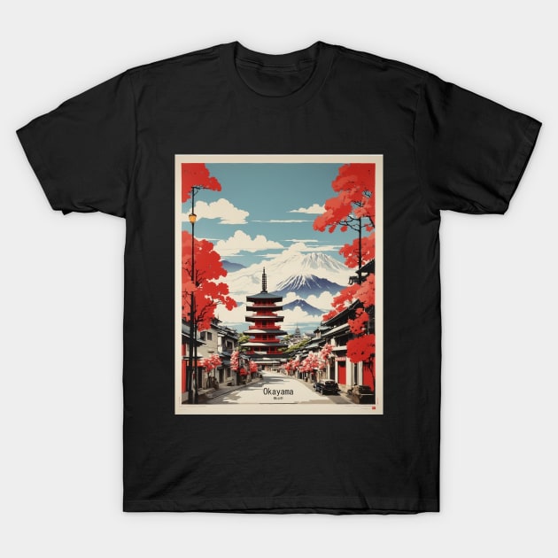 Okayama Japan Travel Vintage Tourism Poster T-Shirt by TravelersGems